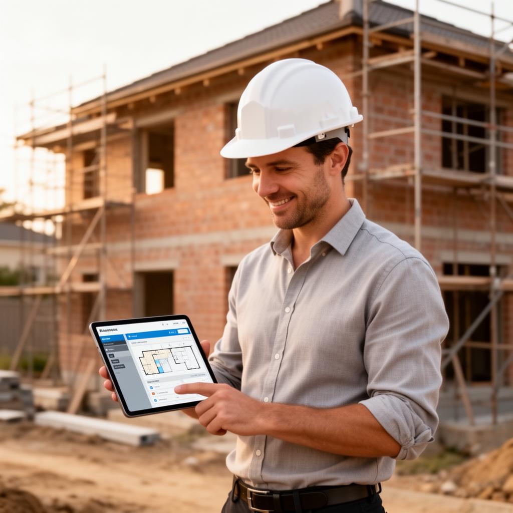 Engenheiro autônomo usando a Efficon em obra residencial